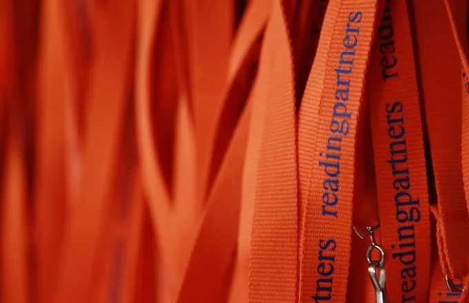 reading partners orange lanyards