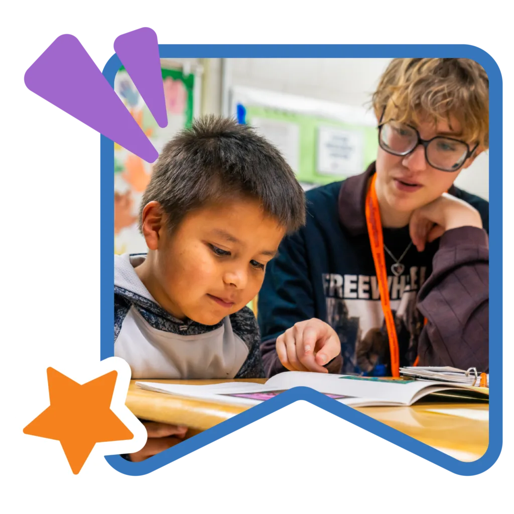 student-tutor pair during a literacy lesson