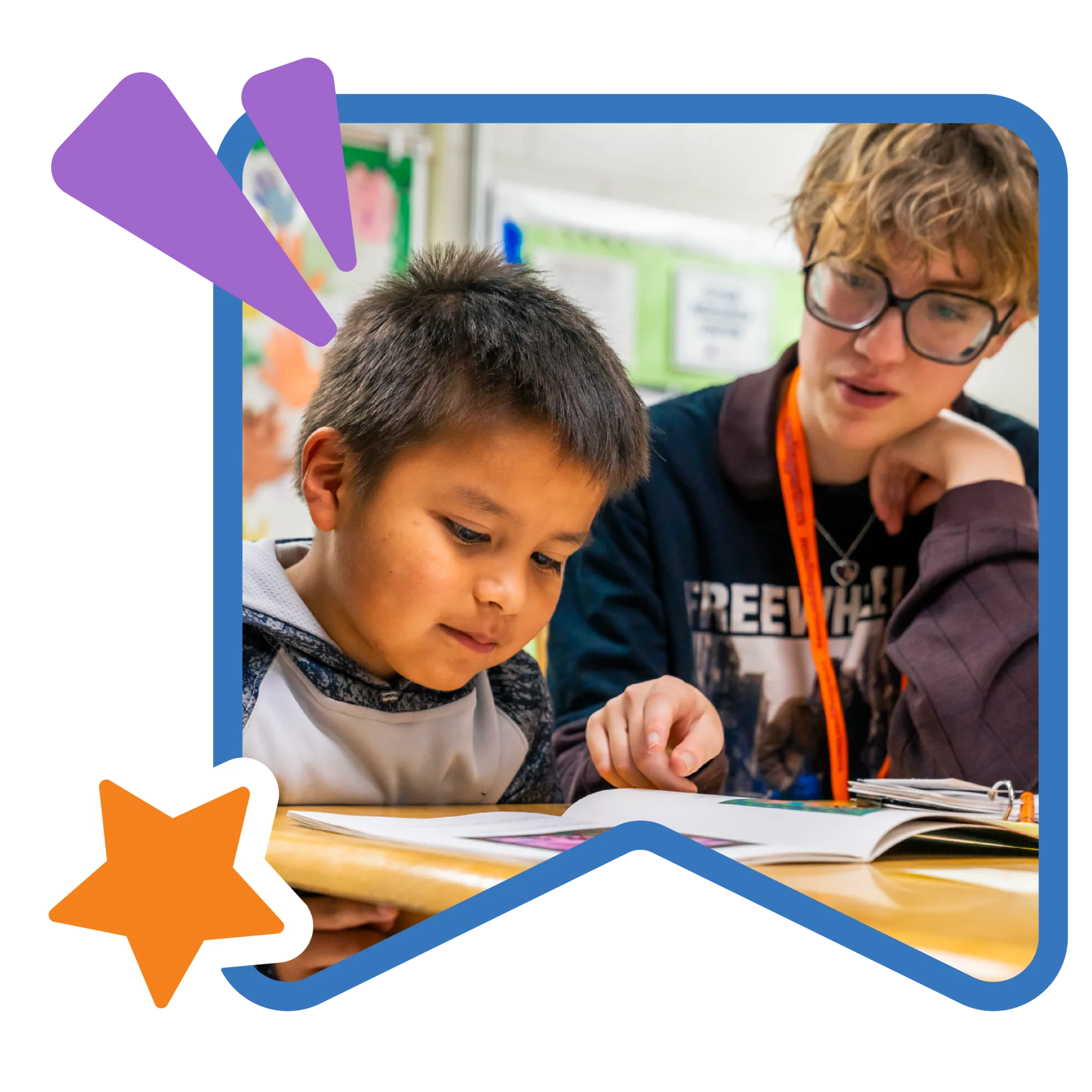 student-tutor pair during a literacy lesson