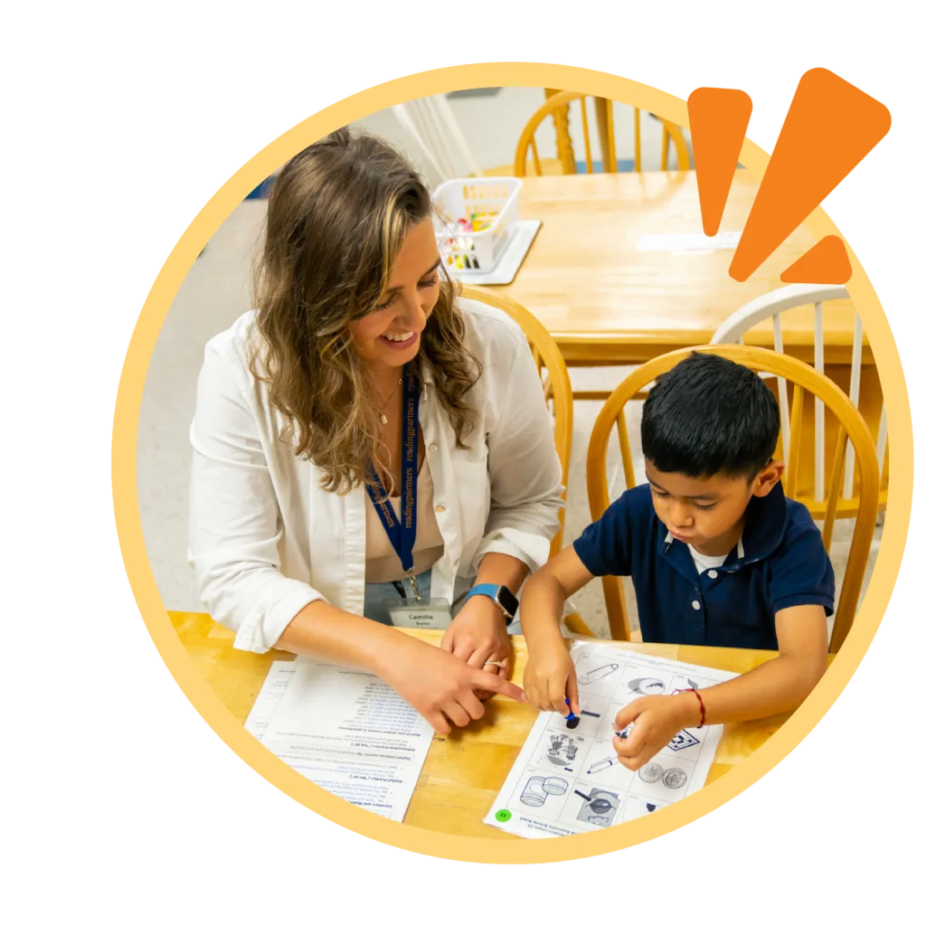 student-tutor pair during a literacy lesson