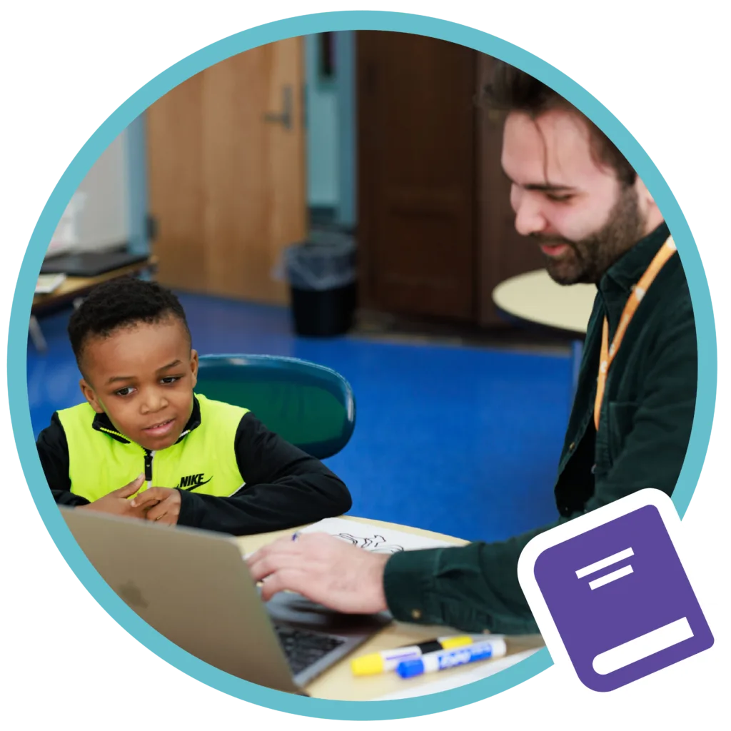 student-tutor pair during a literacy lesson