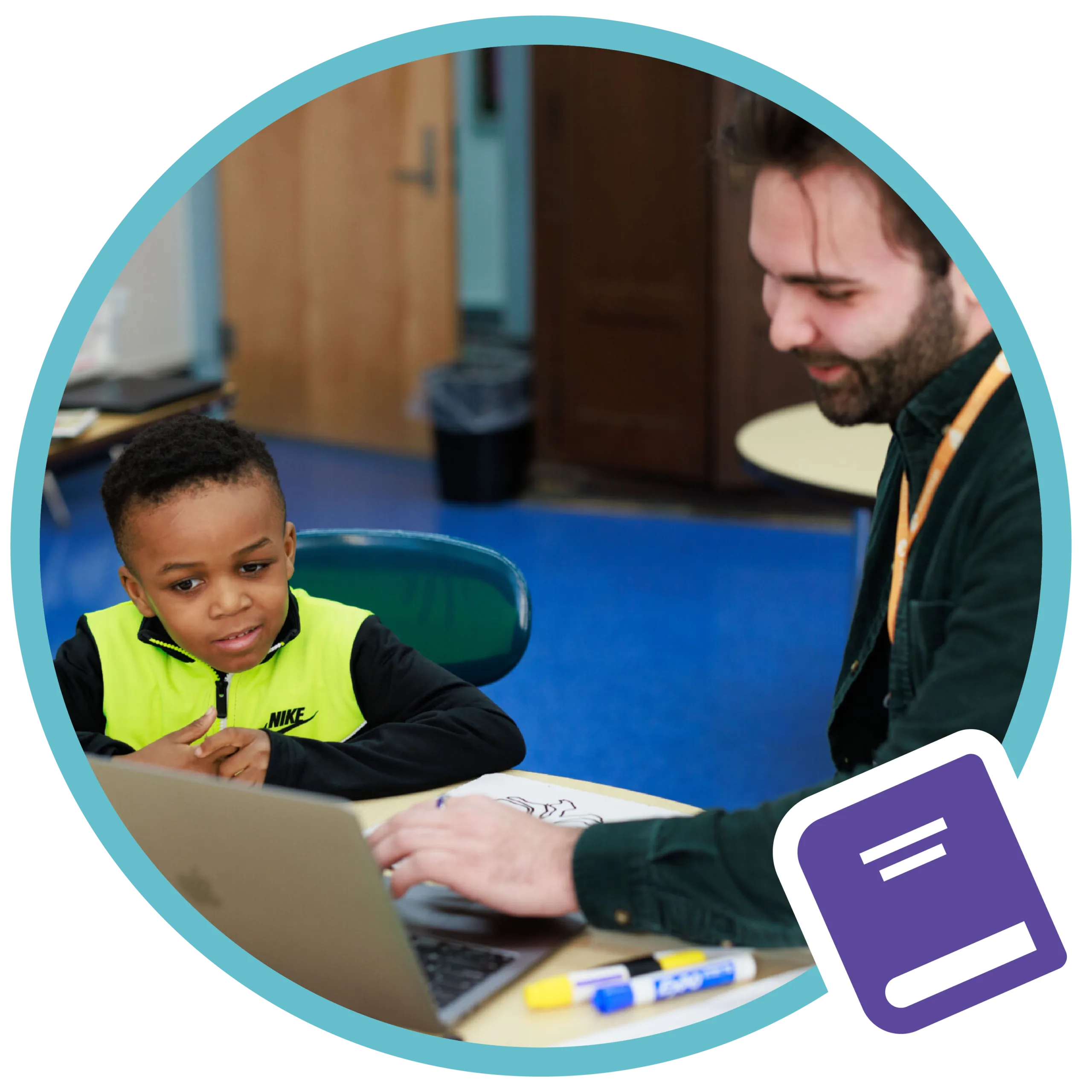 student-tutor pair during a literacy lesson
