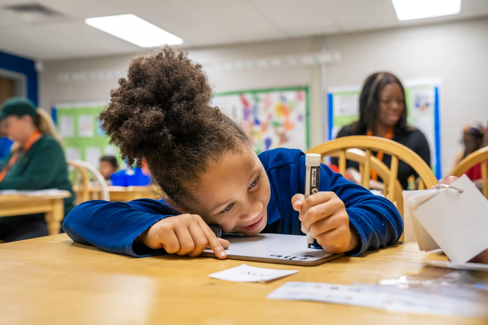 a student working on her literacy skills for one hour a week