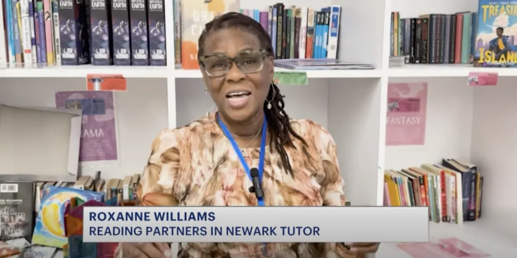 screenshot from video: reading partners in newark looking for volunteer tutors